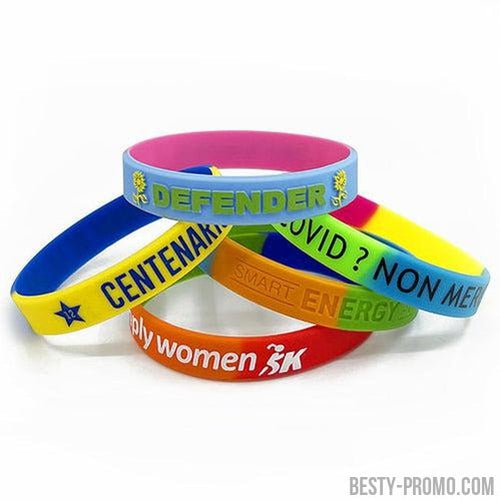 Custom Segmented Silicone Wristbands - 1/2 Inch