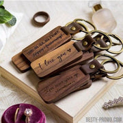 Custom Rectangle Wooden Leather  keychains