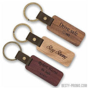 Custom Rectangle Wooden Leather  keychains